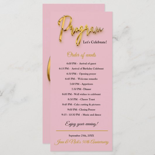 Roze Programma - 3D Gold Tex Minimalistisch Ontwer (Voorkant / Achterkant)