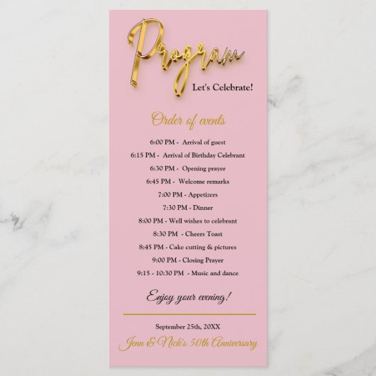 Roze Programma - 3D Gold Tex Minimalistisch Ontwer (Voorkant)