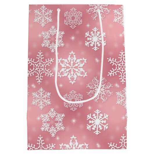 Roze programmavak voor het doorsneeuwvlokvormig me medium cadeauzakje (Achterkant)