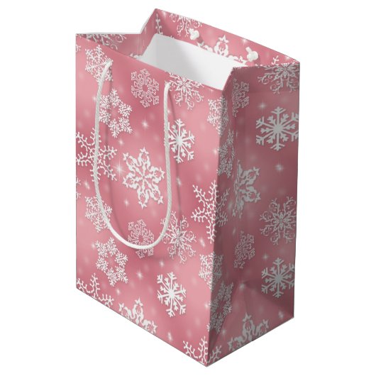 Roze programmavak voor het doorsneeuwvlokvormig me medium cadeauzakje (Achterkant Gekanteld)