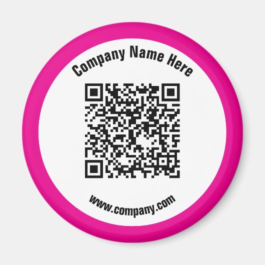 Roze Promotionele Bedrijfsnaam QR Code Magneet (Voorkant)