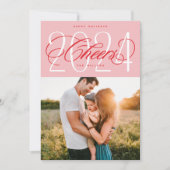 Roze Proost 2024 Kerstvakantie fotokaart Feestdagenkaart (Voorkant)