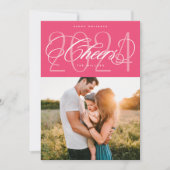 Roze Proost 2024 Kerstvakantie fotokaart Feestdagenkaart (Voorkant)