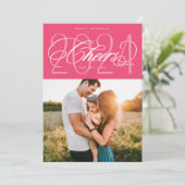 Roze Proost 2024 Kerstvakantie fotokaart Feestdagenkaart (Staand voorkant)