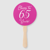 Roze Proost 65 Jaar 65e Verjaardagsfeestje Handwaaier (Achterkant)