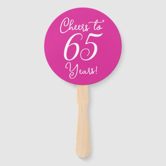 Roze Proost 65 Jaar 65e Verjaardagsfeestje Handwaaier (Achterkant)