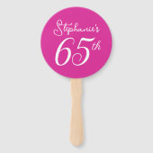 Roze Proost 65 Jaar 65e Verjaardagsfeestje Handwaaier (Voorkant)