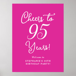Roze Proost 95 Jaar 95e Verjaardag Welkomstbord Poster