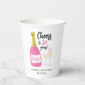 Roze Proost op 30 jaar bubbelig 30e verjaardagsfee Papieren Bekers (Voorkant)
