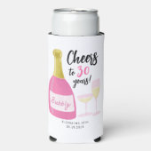 Roze Proost op 30 jaar bubbelig 30e verjaardagsfee Seltzer Blikjeskoeler (Seltzer Voorkant)