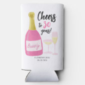 Roze Proost op 30 jaar bubbelig 30e verjaardagsfee Seltzer Blikjeskoeler (Achterkant)