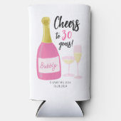 Roze Proost op 30 jaar bubbelig 30e verjaardagsfee Seltzer Blikjeskoeler (Voorkant)