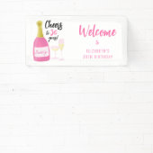 Roze Proost op 30 jaar bubbelig 30e verjaardagsfee Spandoek (Insitu)