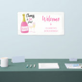 Roze Proost op 30 jaar bubbelig 30e verjaardagsfee Spandoek (Beurs)