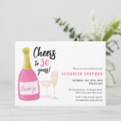 Roze Proost op 30 jaar bubbly 30e verjaardag Kaart (Staand voorkant)