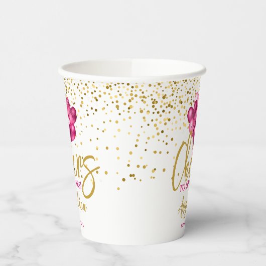 Roze proost op 50 jaar 50ste verjaardag papieren bekers (Links)