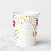 Roze proost op 50 jaar 50ste verjaardag papieren bekers (Rechts)