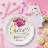 Roze proost op 50 jaar 50ste verjaardag papieren bordje (Feest)