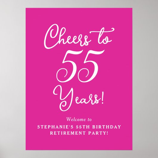 Roze Proost op 55 Jaar Pensioen Partij Poster (Voorkant)