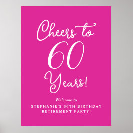 Roze proost op 60 jaar pensioenfeest poster