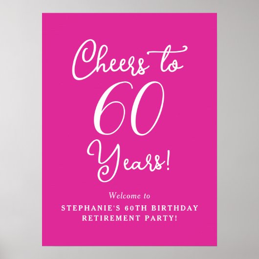 Roze proost op 60 jaar pensioenfeest poster (Voorkant)