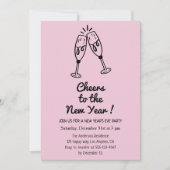 Roze “Proost op het Nieuwe Jaar” Champagne Kaart (Voorkant)