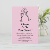 Roze “Proost op het Nieuwe Jaar” Champagne Kaart (Staand voorkant)