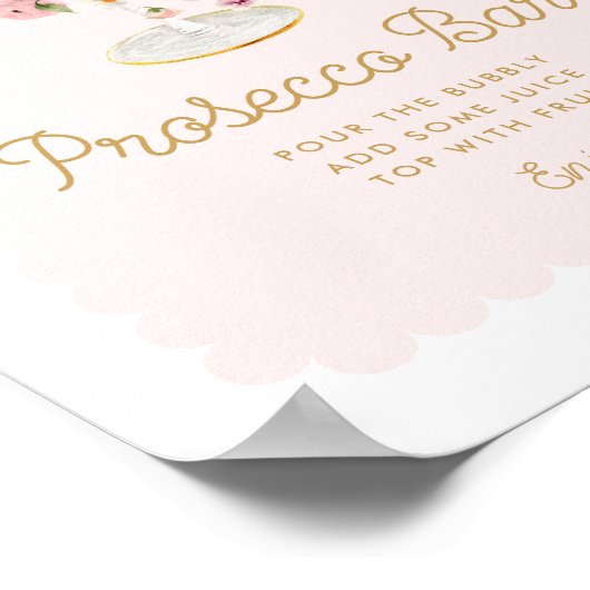 Roze Prosecco Bar Vrijgezellenfeest Teken Poster (Hoek)