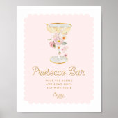 Roze Prosecco Bar Vrijgezellenfeest Teken Poster (Voorkant)