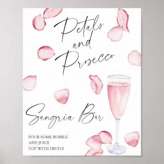 Roze prosecco bruidsdouche - sangria bar poster (Voorkant)