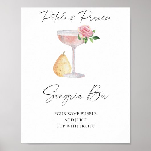 Roze prosecco bruiloft - sangria bar poster (Voorkant)
