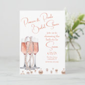 Roze Prosecco en Parels Vrijgezellenfeest Kaart (Staand voorkant)