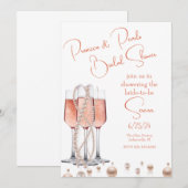 Roze Prosecco en Parels Vrijgezellenfeest Kaart (Voorkant / Achterkant)