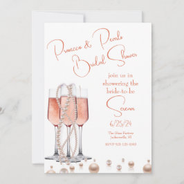 Roze Prosecco en Parels Vrijgezellenfeest Kaart
