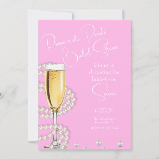 Roze Prosecco en Parels Vrijgezellenfeest Kaart (Voorkant)
