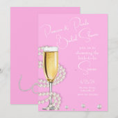 Roze Prosecco en Parels Vrijgezellenfeest Kaart (Voorkant / Achterkant)
