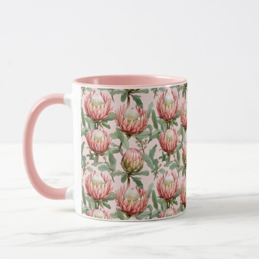 Roze Protea Bloemen Botanische Bloemen Patroon Mok (Links)