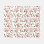roze Protea Bloemen Monogram Fleece Deken (Voorkant (Horizontaal))