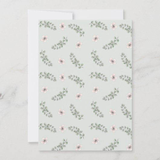 Roze Protea Eucalyptus Bloemenbruiloft Kaart (Achterkant)