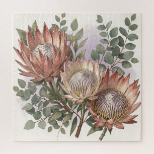 Roze Protea Eucalyptus Botanische Compositie Legpuzzel