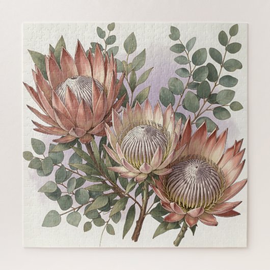 Roze Protea Eucalyptus Botanische Compositie  Legpuzzel (Verticaal)