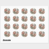 Roze Protea Eucalyptus Botanische Compositie Ronde Sticker (Vel)