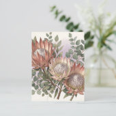 Roze Protea Eucalyptus Botanische Schikking  Briefkaart (Staand voorkant)