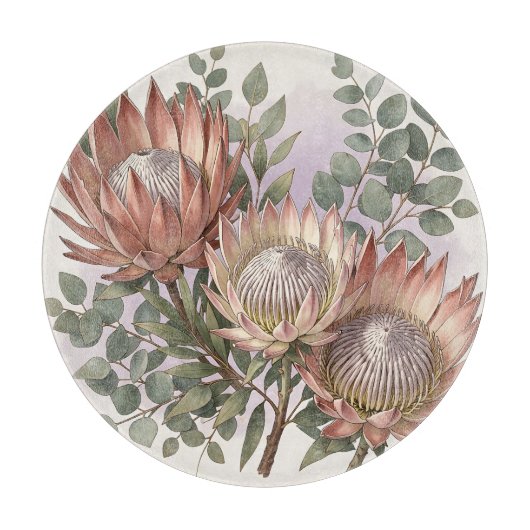 Roze Protea Eucalyptus Botanische Schikking Snijplank (Voorkant)