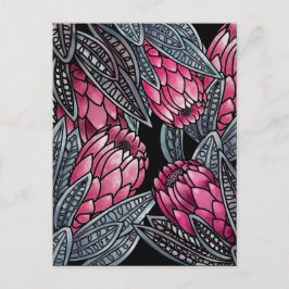 Roze Protea exotische bloem Briefkaart
