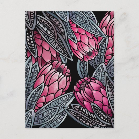 Roze Protea exotische bloem Briefkaart (Voorkant)