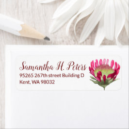 Roze Protea Flower Return-adreslabel Etiket