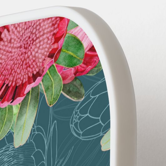 Roze Protea Garden Blooms Pickleball Paddle (Links Detail)