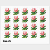 Roze protea, koning protea bloem, tropisch, afrika vierkante sticker (Vel)