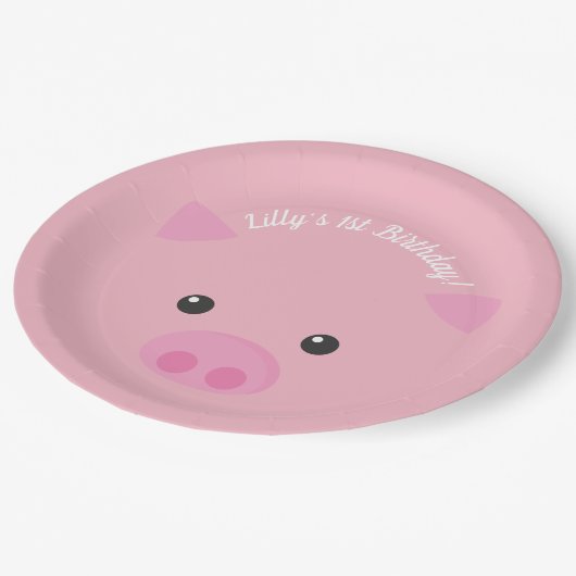 Roze pruik papieren bordje (Gekanteld)